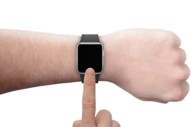 İzle el ile izole, boş perde mockup için akıllı.