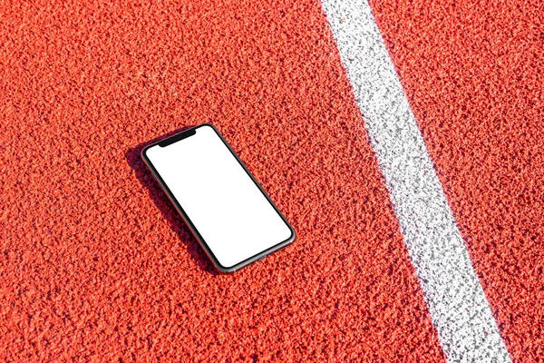 Phone with isolated display for sport app promotion on running track