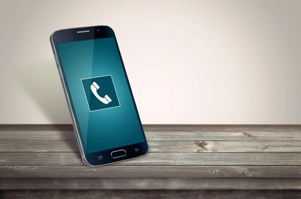 smart phone on table calling mockup