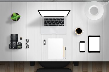 Resepsiyon mockup sahne ile üst aygıt