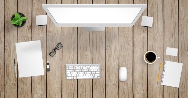 üstten bir bilgisayarla Resepsiyon