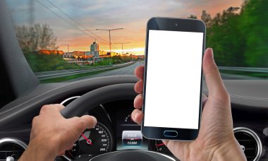 sürücü telefon mockup izole
