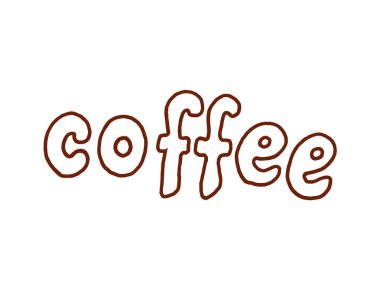  Beyaz arka planda el yazısıyla yazılmış kahve harfleri. Vektör illüstrasyonu
