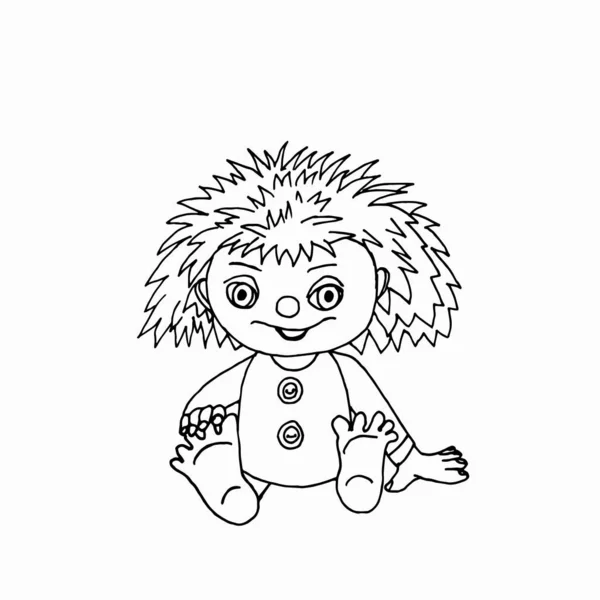 Brownie Kusja Eine Figur Aus Einem Russischen Volksmärchen Konturenzeichnung Vektorillustration — Stockvektor