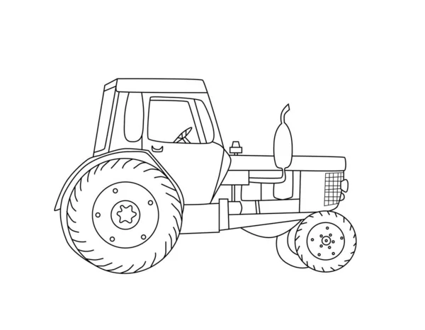 Сільськогосподарський Трактор Контур Малювання Вручну Векторні Ілюстрації Сільський Транспорт — стоковий вектор