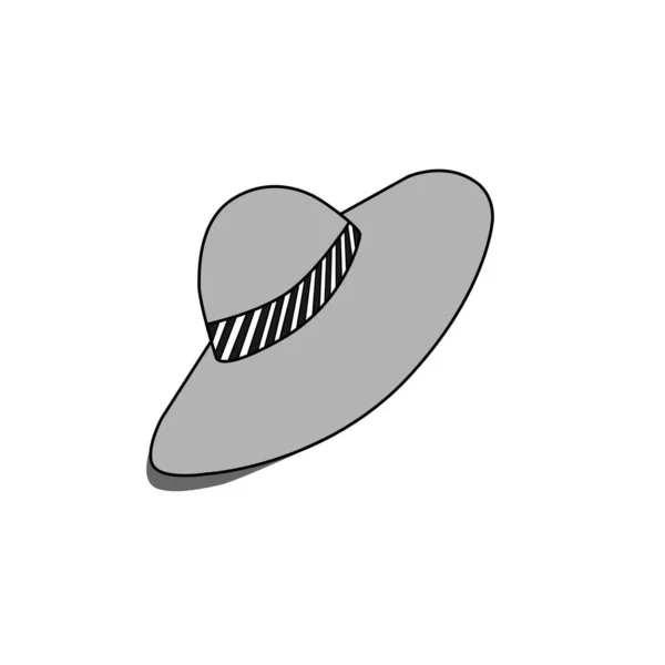 Wide Brimmed Women Hat Summer Accessory Beach Linear Icon Vector — 스톡 벡터