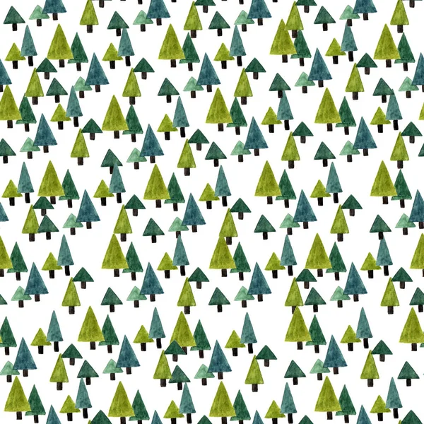 Patrón Minimalista Elegante Sin Costuras Con Árboles Navidad Ilustración Acuarela — Foto de Stock