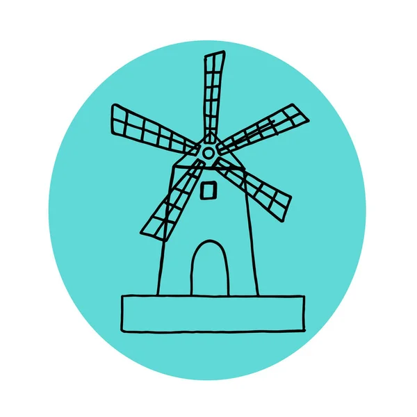 Het Windmolen Icoon Eenvoudige Vectorillustratie Van Een Windmolen Een Blauwe — Stockvector