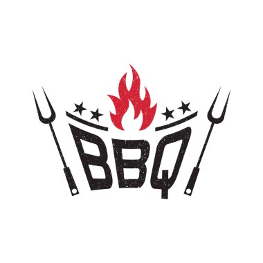 Barbekü logo tasarım şablonu vektörü