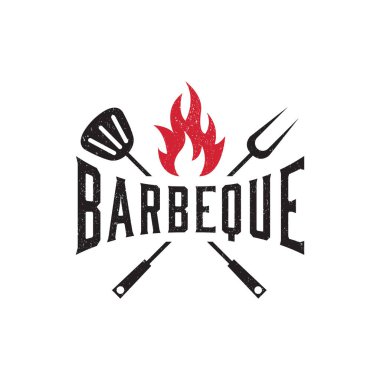 Barbekü logo tasarım şablonu vektörü