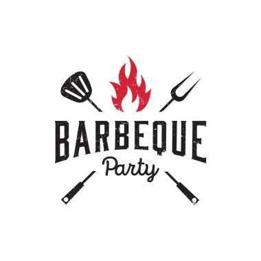 Barbekü logo tasarım şablonu vektörü