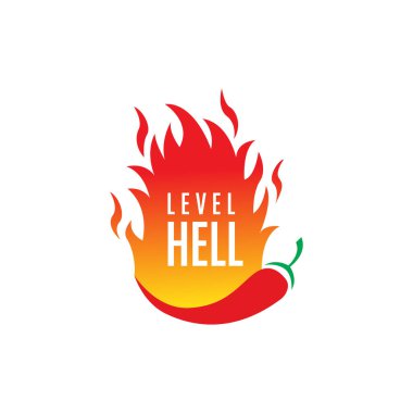 Ekstra baharatlı kırmızı biber kamp ateşi logosu tasarım şablonu çizimi