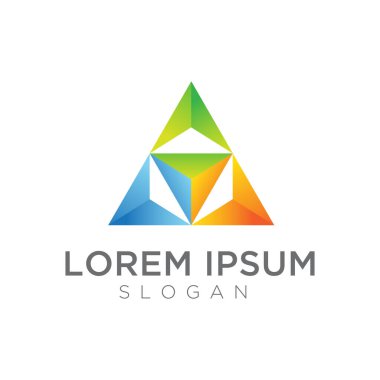 Üçgen teknoloji logo tasarım şablonu vektörü