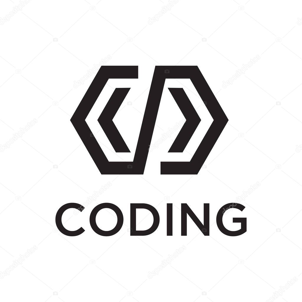 Coding logo design template vector