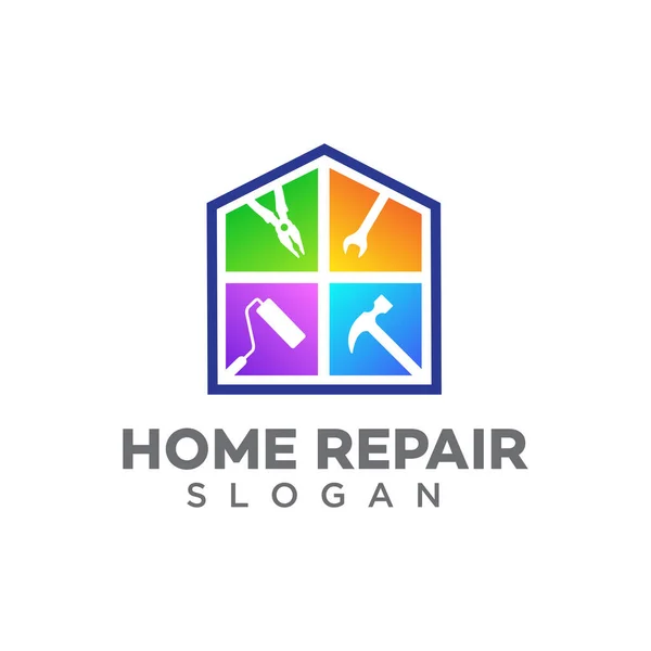 Home Repair Logo Design Template Vector — Stock Vector