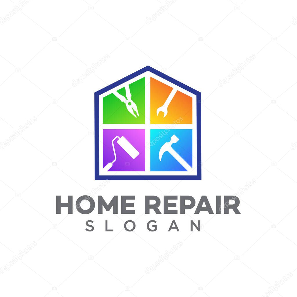 Home repair logo design template vector