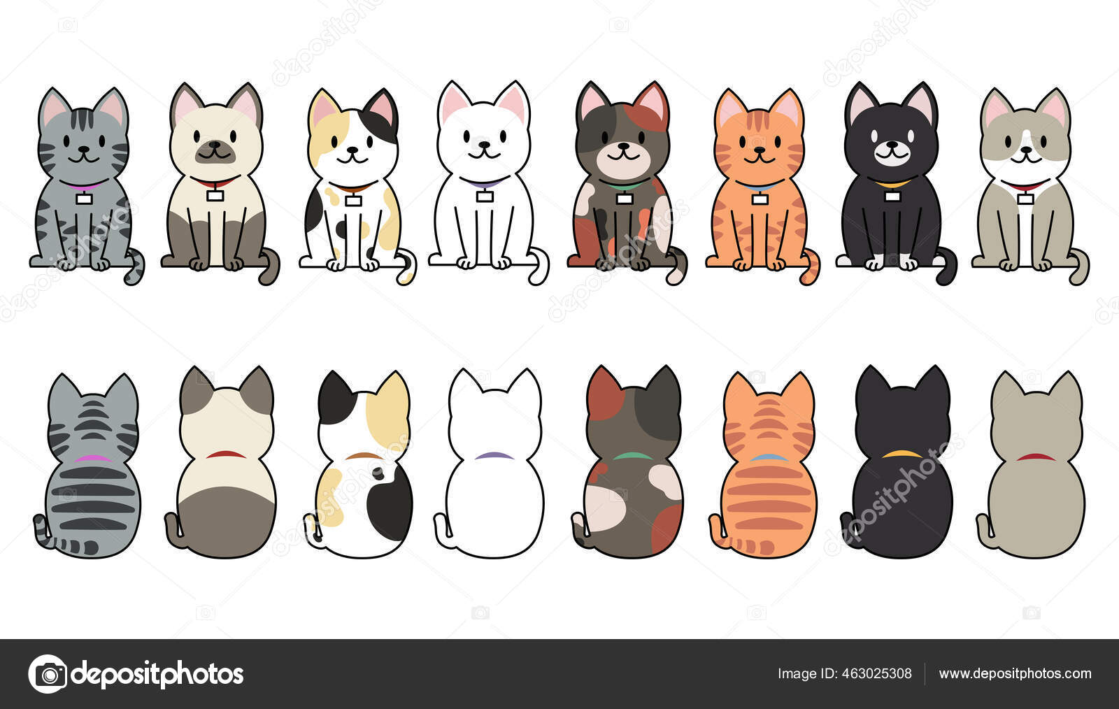 Coleção de vetores de desenhos animados de raças de gatos diferentes tipos  de gatinhos de desenhos animados vetoriais definem ilustração