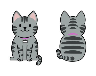  Amerikan Kısa Saç Türlerinin Komik Çizgi Filminin Vektör Çizimi.