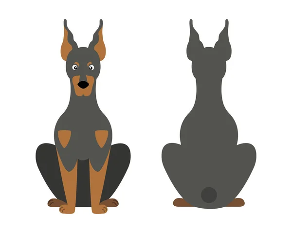 Vektor Illustration Roliga Tecknade Hundar Raser Set Doberman Pinscher — Stock vektor
