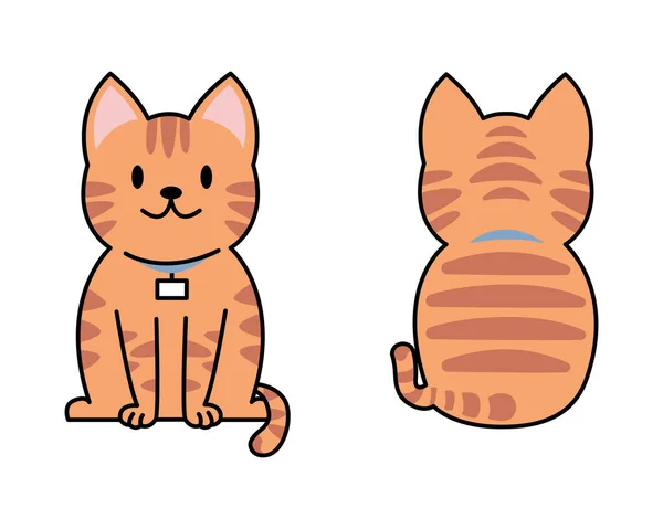 Illustrazione Vettoriale Del Divertente Cartone Animato Orange Short Hair Cat — Vettoriale Stock