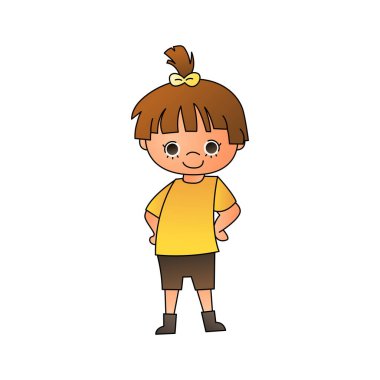 Beyaz arkaplandaki sevimli kız çizgi filmi, 10 vektör ötüyor..