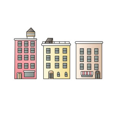 Beyaz arka planda el çizimi tarzı ve çizgi film tarzı oteldeki ikonlar için karikatür, 10 vektör.