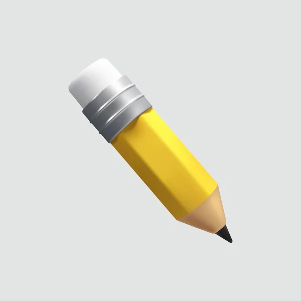 Desenhos Animados Lápis Amarelo Cinza — Vetor de Stock