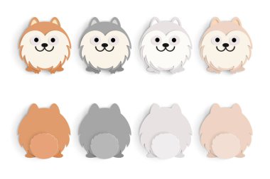 Vektör kağıt sanatı ve manzara, beyaz arka planda sevimli bir çizgi film karakteri.. 