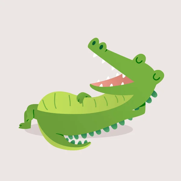 Vektor Illustration Söt Tecknad Krokodil — Stock vektor