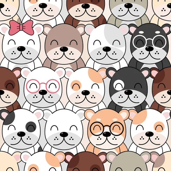 Şirin Köpek Desenleri Farklı Köpekler Dikişsiz Duvar Kağıtları — Stok Vektör