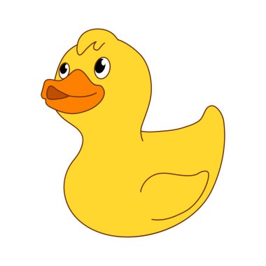 Küçük sarı ördek, piliç farklı duygular ve durum seti şirin resimler, komik ördek çizgi filmi..