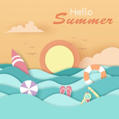 Yaz Vektörü posteri, bayrak Yaz seyahati.