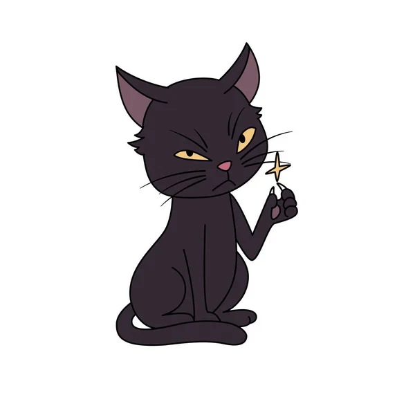 Swank Desdeñoso Gato Negro Dibujos Animados — Vector de stock