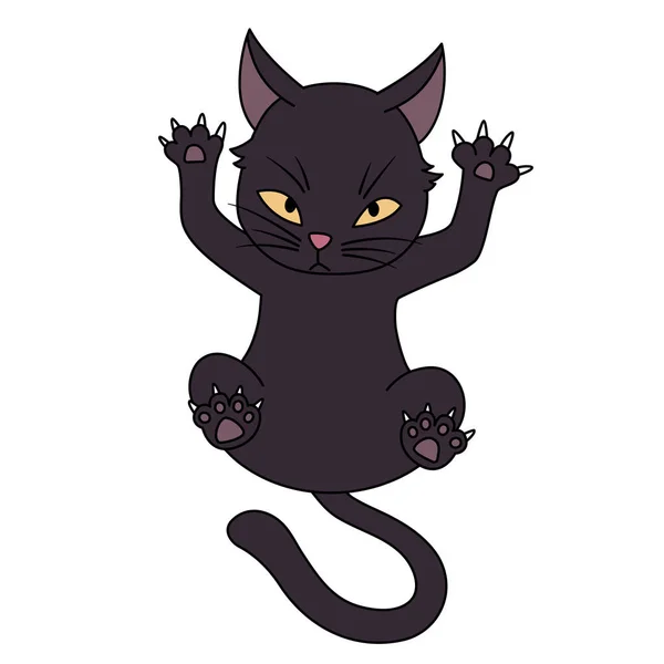 Swank Desdeñoso Gato Negro Dibujos Animados — Vector de stock