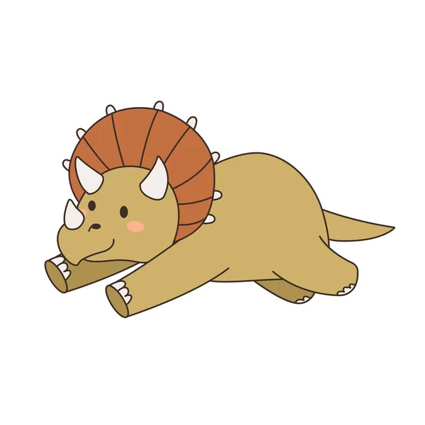 Illustration Tecknade Söta Triceratops Dinosaurie — Stock vektor