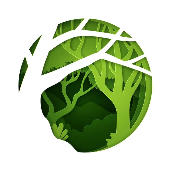 Vektorlandskap Med Djup Skogsplantering — Stock vektor