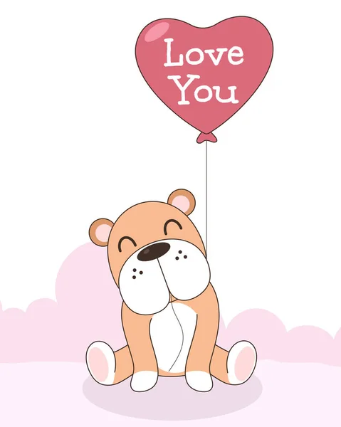 Vector Celebratioin Cão Bonito Com Balão Coração Conceito Valentine —  Vetores de Stock