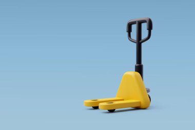 3D Vector Hand palet kamyonu, forklift, ulaşım deposu, iş ve lojistik konsept. Eps 10 Vektörü.