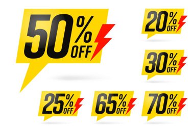 Different value sale speech bubble shaped sale banner set