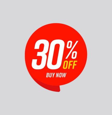 Satın almada yüzde 30 indirim şimdi kırmızı konuşma balonu mesajı