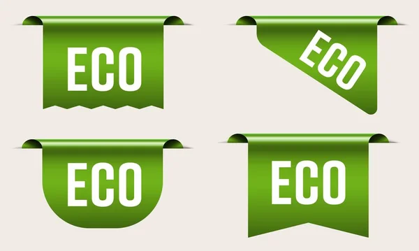 Etiqueta ecológica verde para el conjunto de productos naturales — Vector de stock