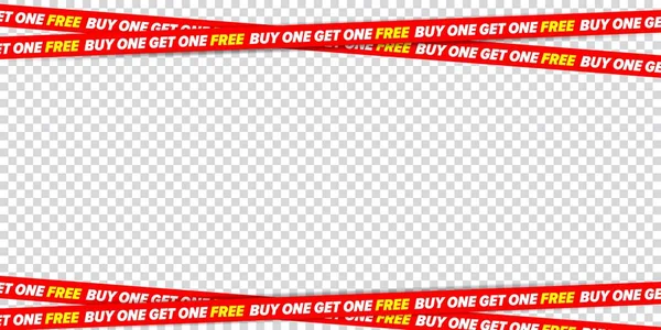 Venta comprar uno obtener una cinta roja cruzada frontera gratis — Vector de stock