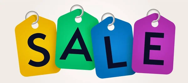 Modelo de banner com design de etiqueta de venda colorida —  Vetores de Stock