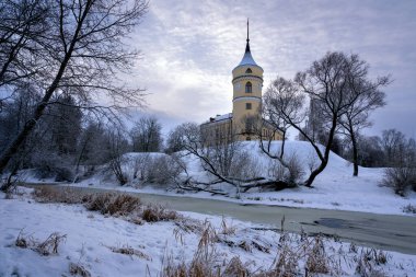 Rusya İmparatoru I. Paul-Mariental (BIP Kalesi) 'nin kış akşamında, Pavlovsk, Saint Petersburg, Rusya
