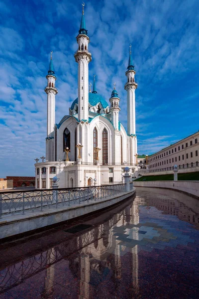 Kul Sharif Moskén Kazan Kreml Solig Vårmorgon Med Moln Kazan — Stockfoto