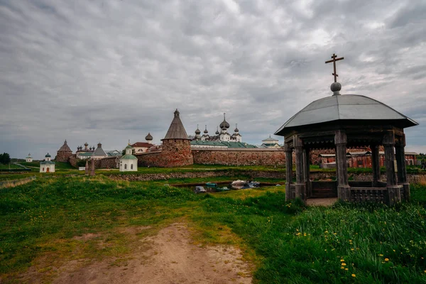 Vista Antigua Capilla Mirador Pueblo Solovetsky Monasterio Solovetsky Spaso Preobrazhensky — Foto de Stock