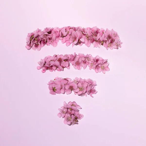 Ασύρματο Internet Σύμβολο Έννοια Από Ανοιξιάτικα Λουλούδια Σχήμα Wifi Σύμβολο — Φωτογραφία Αρχείου