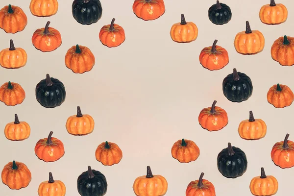 Autumn Pattern Colorful Pumpkins Copy Space Halloween Minimal Background Creative — Stock Photo, Image