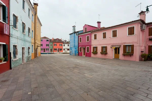 Küçük bir Meydanı burano Adası, Venedik (vintage'Panorama — Stok fotoğraf