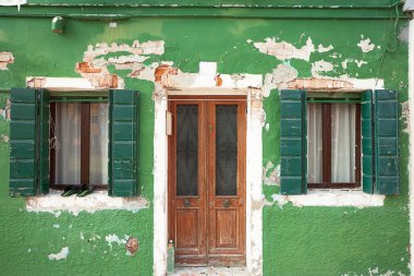 Burano Adası, Venedik geleneksel bir evde detay
